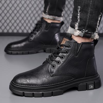FashionNew Designer Winter Wool Boots for Men Big Head Fashion Casual Work Shoes Men Cow Leather Keep Warm Ankle Snow Boots Male