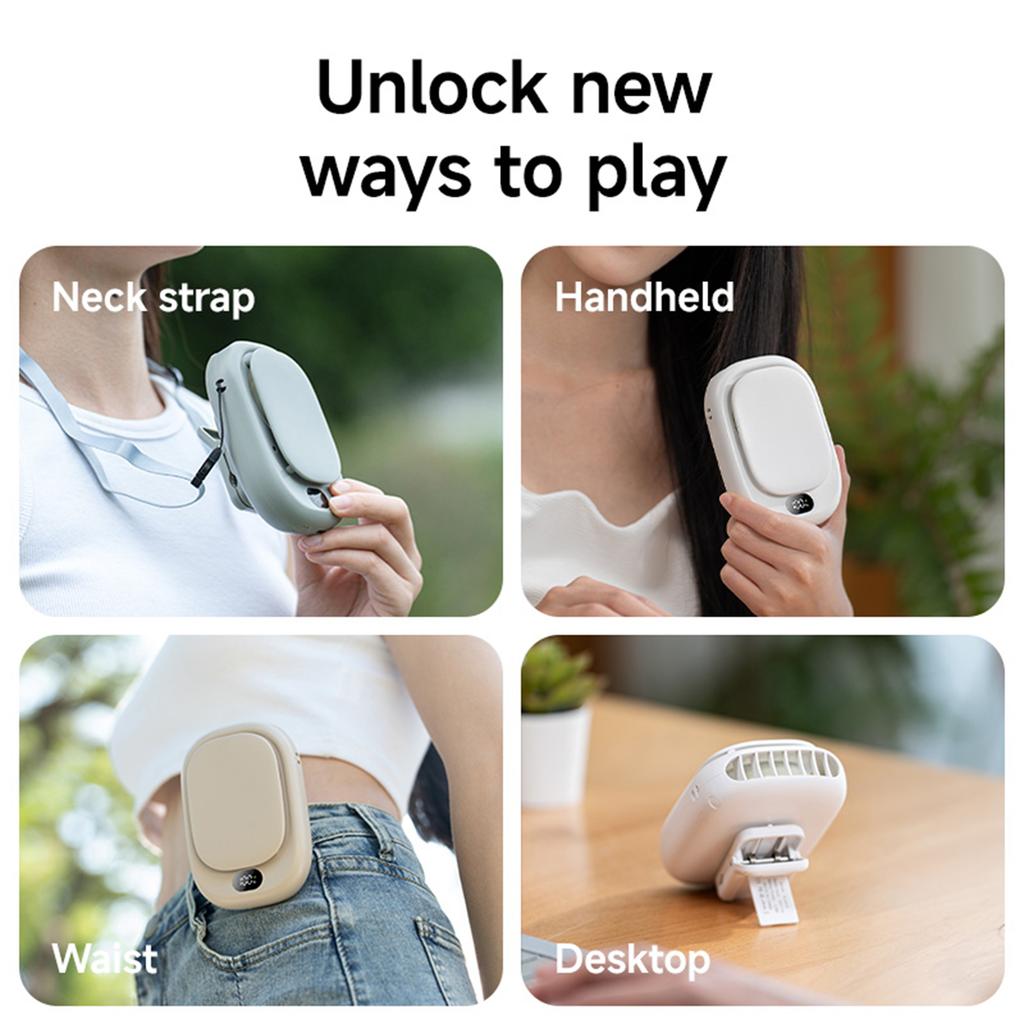 Portable Hanging Neck Fan Mini Fans 4 Speed with Lanyard Bladeless Rechargeable Sports Cooling Fan for Summer Travel Camping