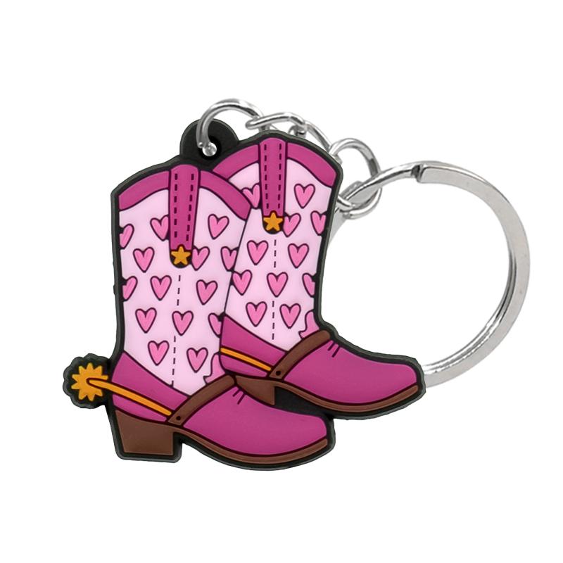 1PCS PVC Cute Keychain New Arrival Cowboy Boots  Custom Key Chain Anime Accessories Handbag Pendant Kids Toys Keyholder