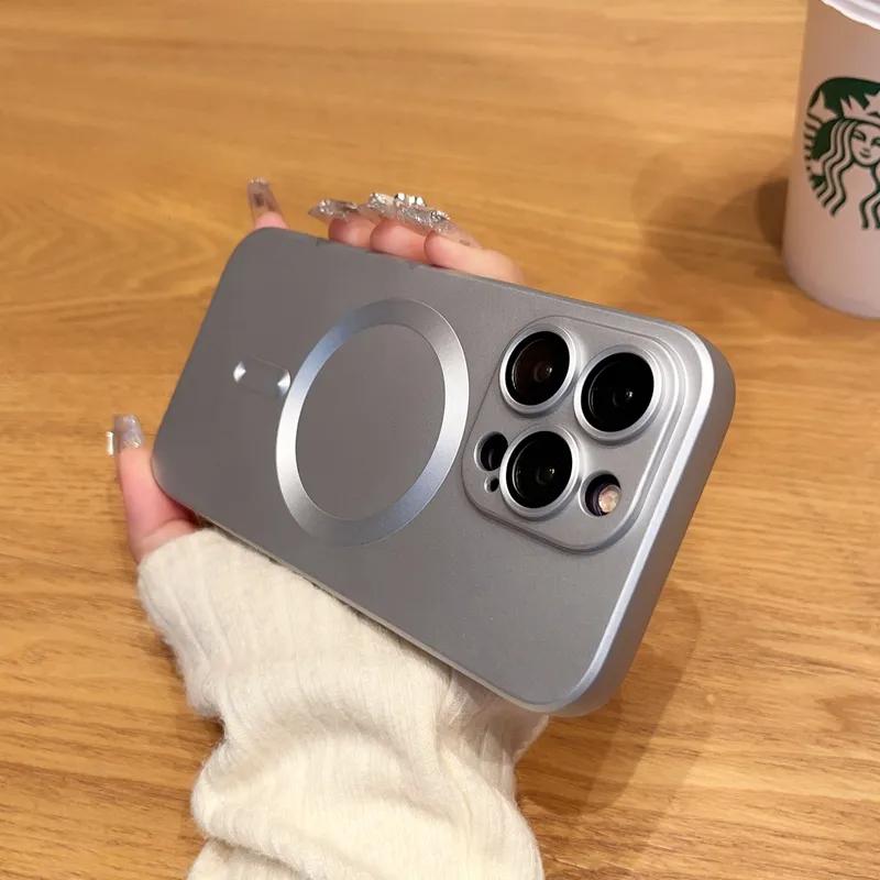 Luxury For Magsafe Wireless Charging Case For iPhone 15 14 13 12 11 15 Pro Max Plus Magnetic Phone Cases Matte Shockproof Cover