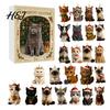 Holiday Countdown Gift Box 24 Day Cat Advent Calendar with Acrylic Christmas Ornaments, 2D Flat Animal Themed Ornaments Hanging Decorations, Xmas Tree