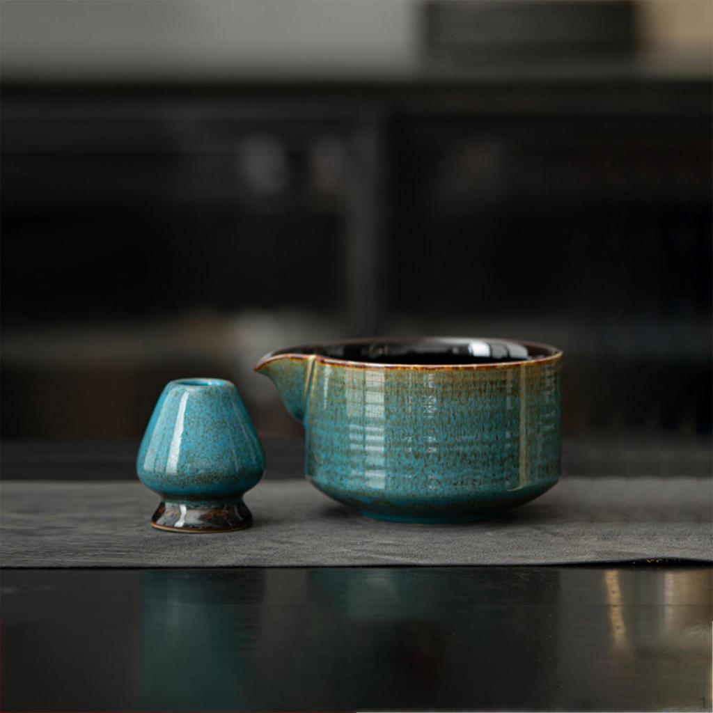 2 Pieces Matcha Set Bowl with Spout for Tea Lovers Utensils Handcrafted Japanese Making Tools