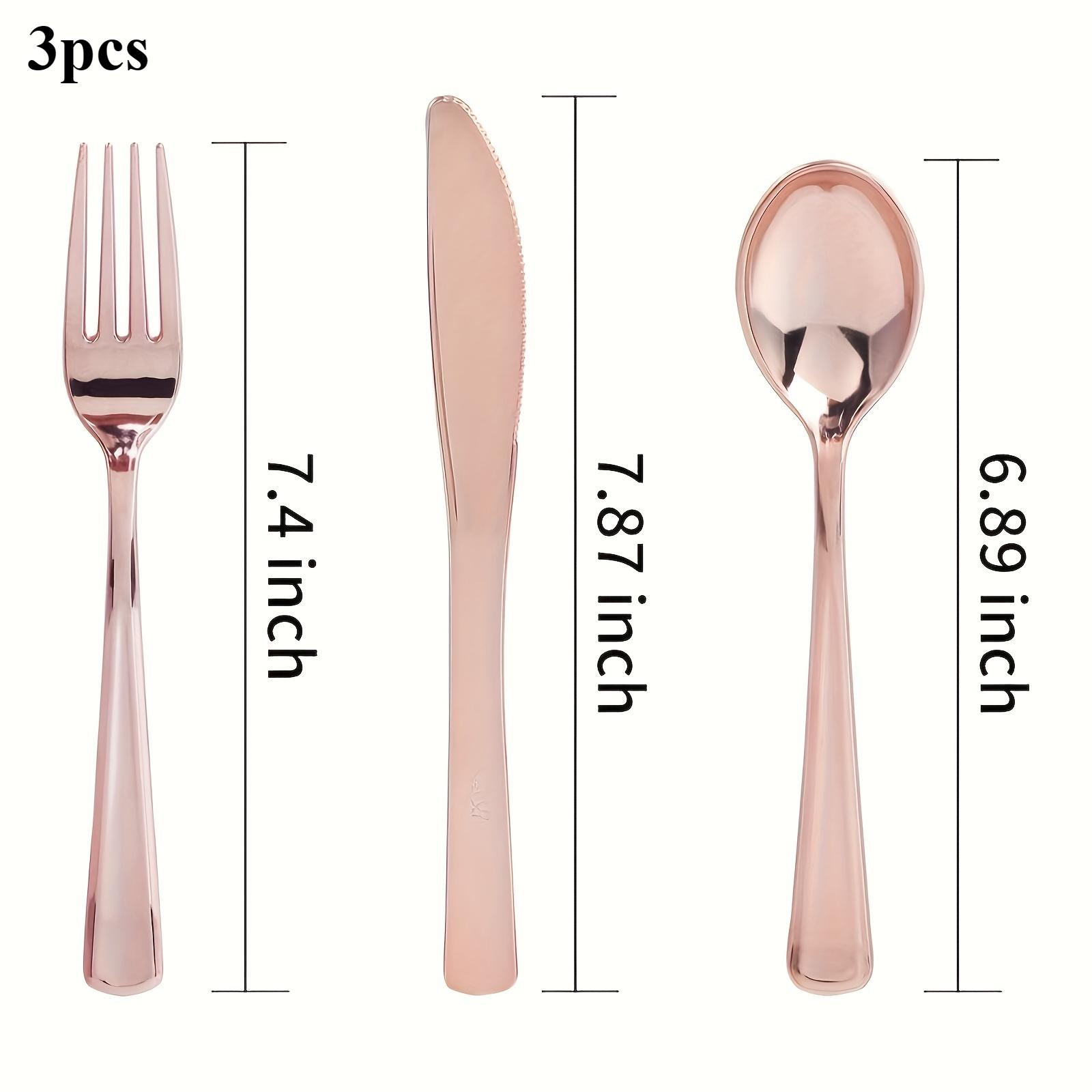 

Набор из 3 предметов пластиковой посуды золотого/серебряного/розового золота - прочный одноразовый набор посуды набор пластиковой посуды розового золота