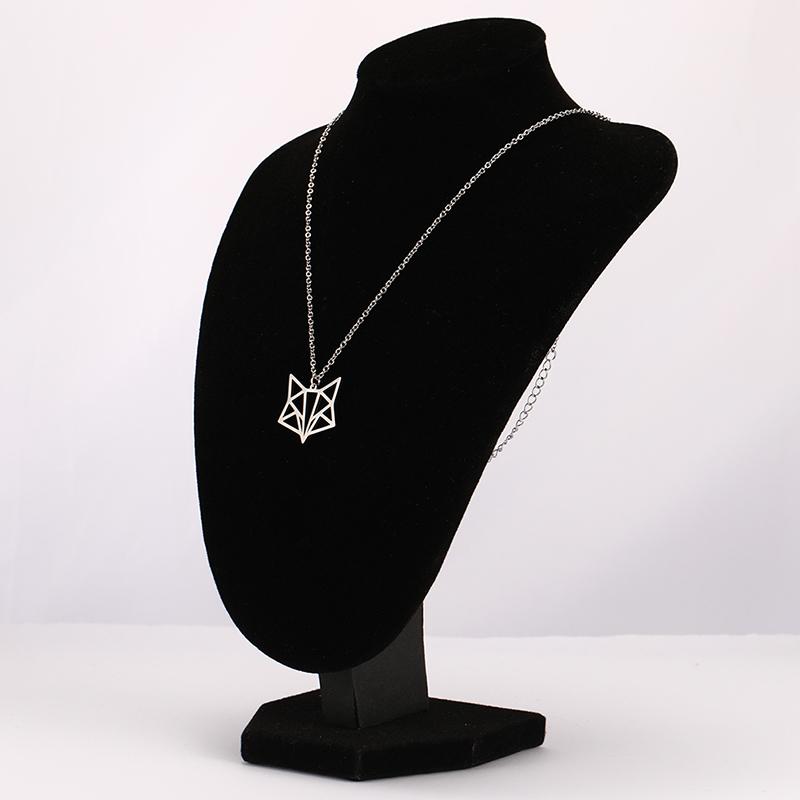 Hollow Fox Pendant Necklace Stainless Steel Women's Classic Animal Charm Double layer Bead Chain Fashion Jewelry Party Gift