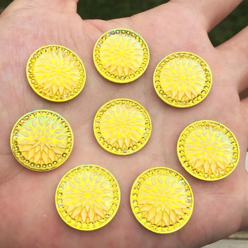 

20 шт. 20 мм блискучі AB стрази смоляні намистини плоска задня частина самоцвіти круглі стрази аплікація скрапбукінг каміння ремесло -HE07