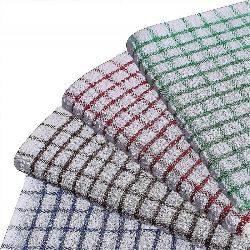 Pack Of 10 Terry Tea Towel (28 X 40 Cm) - Super Soft Ring Spun Combed Cotton High Density Weave & Thick Construction Ultra Absorbent & Soft Restaur