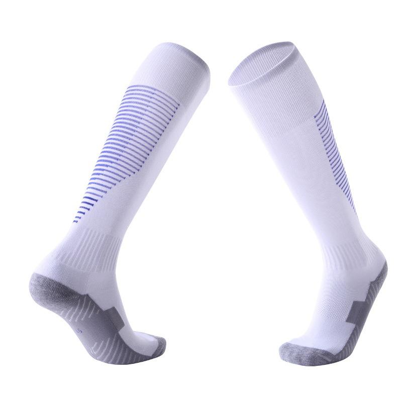 

Men s Autumn and Winter Thickened Professional Football Sports Breathable Non Slip Long Socks 1 pair синий/белый