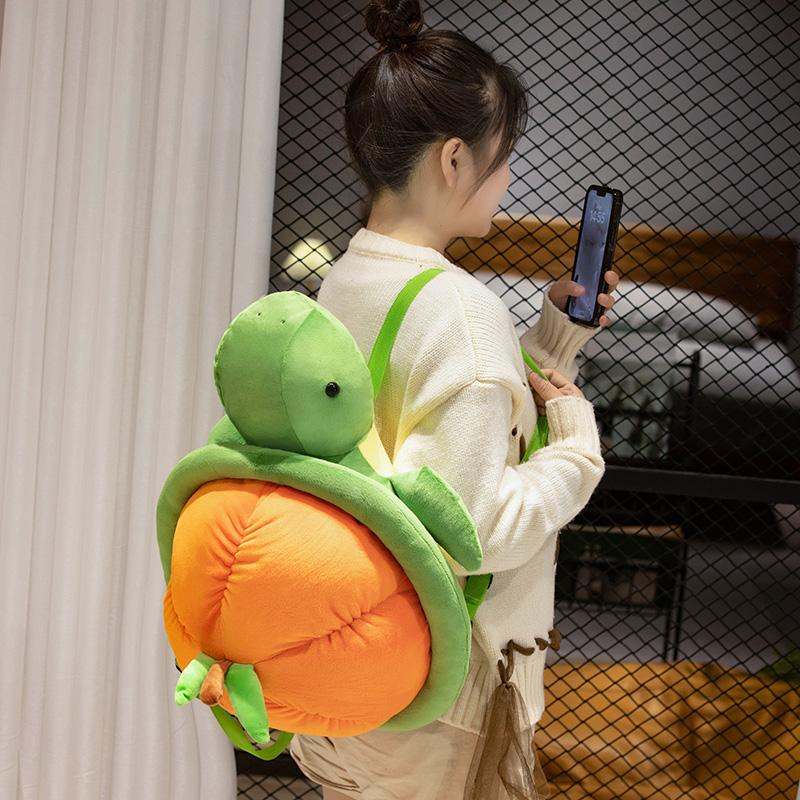 

New Arrival Kawaii Creative Tortoise Backpack Plush Doll Trutle With Capybara Toy Soft Decor For Boys And Girls Birthday Gift 35cm