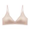 French deep V satin underwear women's small breasts gather, comfortable, high-end, thin shoulder straps, thin seamless triangular cup bra