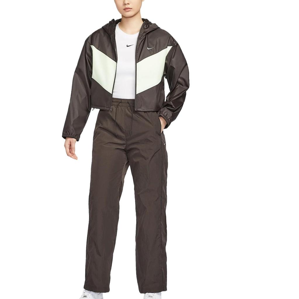 Nike Windrunner Pantalones Casuales Minimalistas Cómodos Suaves Amigables con la Piel para Mujer Parte Inferior Marrón Terciopelo Negro Blanco FV7656-220