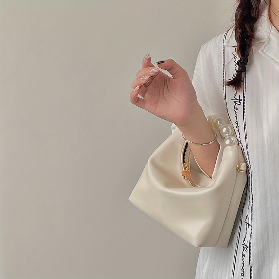 Simulation Pearl Handbag Mini Chain Strap Retro Simple Mobile Phone Bag Shoulder Crossbody Dumpling Bag