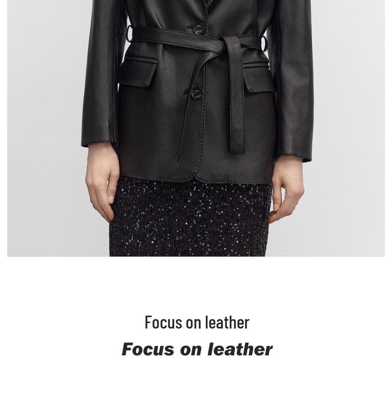 2025 Spring Women's Vintage Mid-Length Genuine Sheepskin Leather Jacket