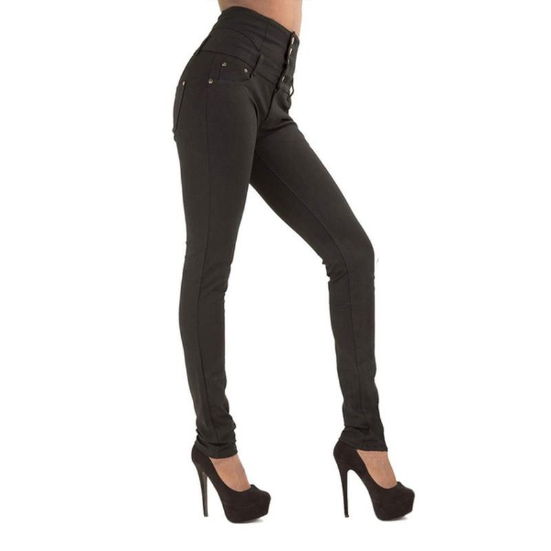 Dámské ležérní kalhoty s vysokým pasem Demin Pencil Pants Slim Jeans