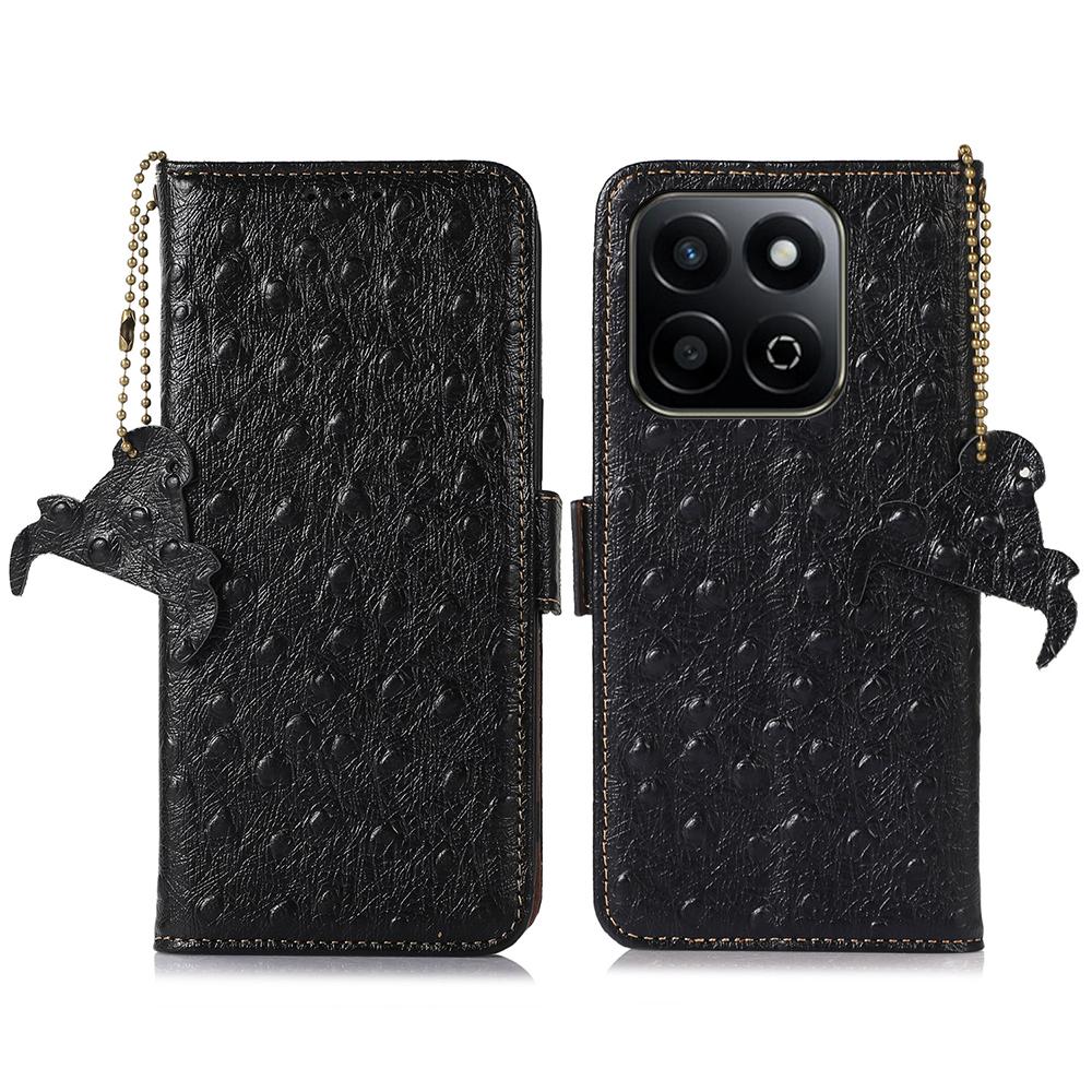 

For Honor X7c 5G/X7c 4G/200 Smart 5G/Play 60 Plus 5G Case RFID Blocking Genuine Cow Leather Phone Case Ostrich Texture B