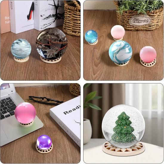10 Pcs Wood Crystal Ball Stand for 20 - 100 Mm Sphere Wooden Crystal Sphere Stand Egg Crystals Holder Stands 2 Sizes Spheres Display Holders Small
