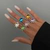 SHIXIN 2026 New Exquisite Colorful Rhinestone Open Rings Women Retro Acrylic Stack Adjustable Knuckle Ring Y2K Jewelry Accessory