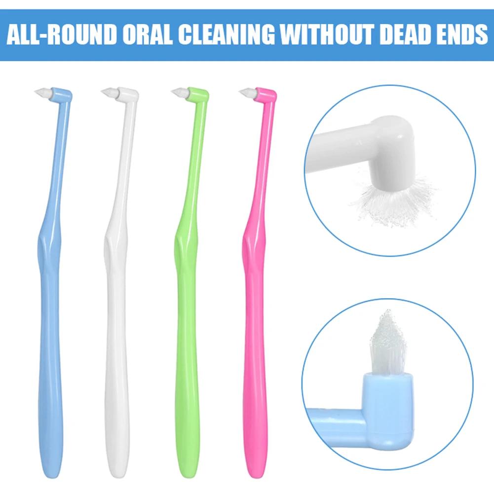 4pcs Orthodontic Toothbrush Pointed Head Soft Hair Correction Clean Teeth Gap Floss Oral Hygiene Teeth Braces Tooth Brushes