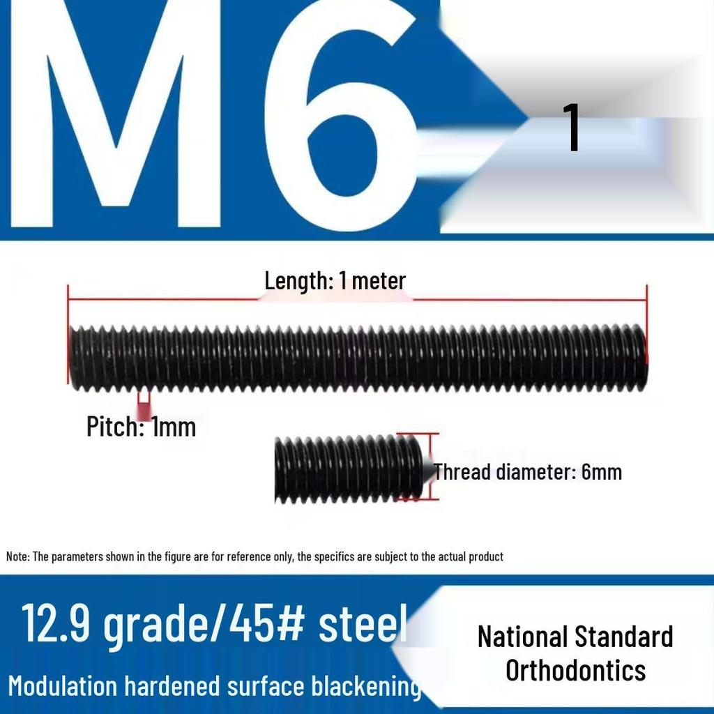 High-Strength Full Thread Lead Screw, 10.9 & 12.9 Grade, M8, National Standard