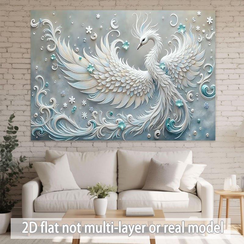 2D plane design, 2D plane banner 1 piece - a white mythical bird with spread wings and ornate patterns