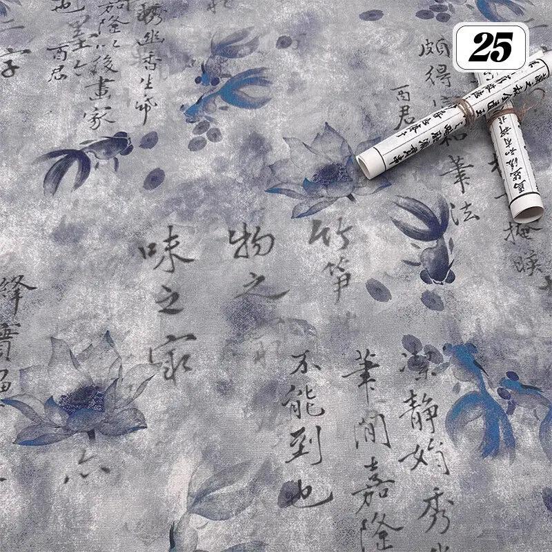 Bomull Linne Tyg Kinesisk Stil Retro Tryckt Klänning Hanfu Sömnad Hantverk DIY Cheongsam Klänning Hanfu Sömnadstyg Kläder Försörjning