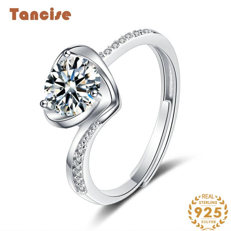 Tancise klassischer Moissanit-Silberring für Damen, Schmuck, Hochzeitsversprechen, Party-Geschenk_voghion.com
