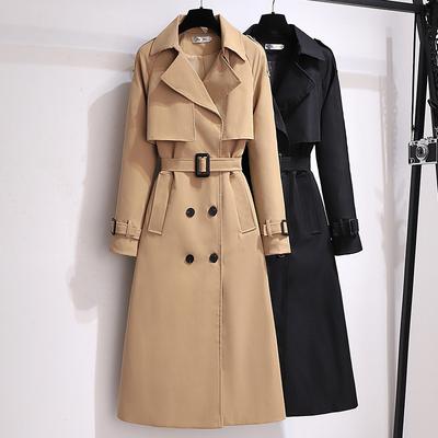 Khakifarbener Trenchcoat Damen Herbst Neu Koreanische Version Locker Britischer Stil Mittel und Lang Zweireihig Temperament Mantel