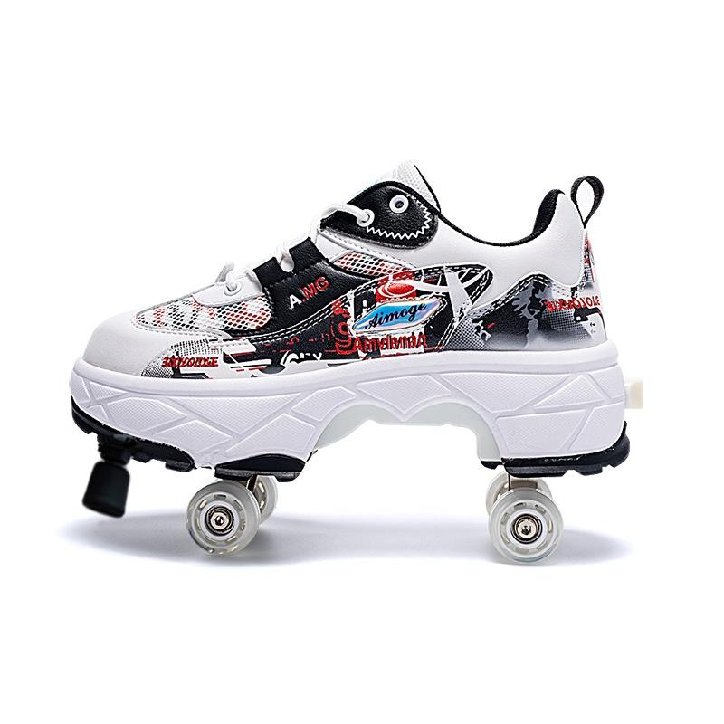 

Телескопические роликовые коньки складные двухрядные деформируемые двухцелевые многофункциональные спортивные туфли со встроенными тормозами 33