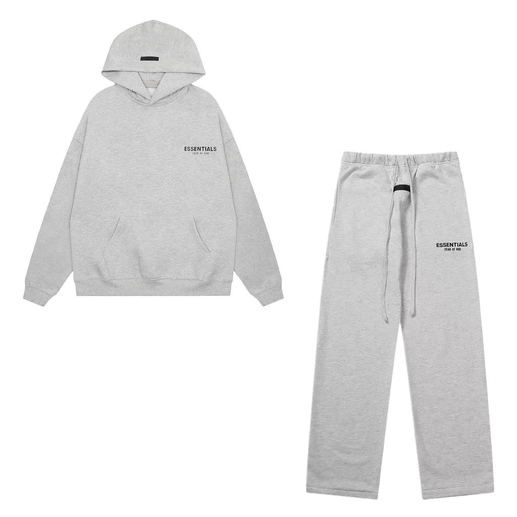 Men's FOG Essentials Loose Fit Velvet Hoodie with Double Stitching, Trendy American Print, Suitable for Couples