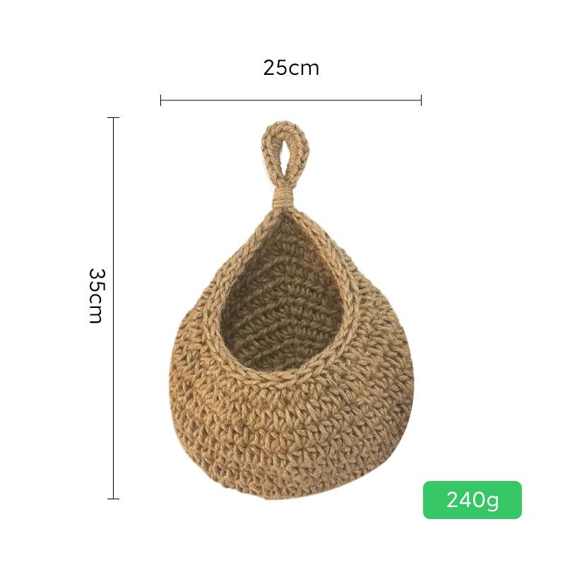 Handwoven Bird's Nest Fruit and Vegetable Storage Net Bag - Water Drop Shape, Ins Style Hanging Tapestry.