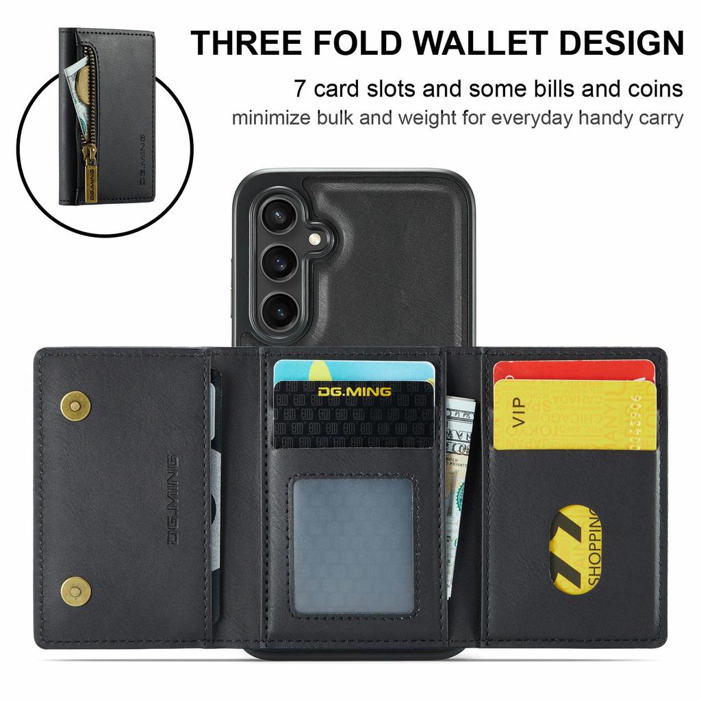 DG.MING M5 Series For Samsung Galaxy S25 FE Case Detachable Magnetic Leather Phone Cover with Card Slots