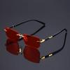 10pcs Ladies' retro metal fashionable glasses cool polygonal frameless cat eye colored lenses unisex party glasses