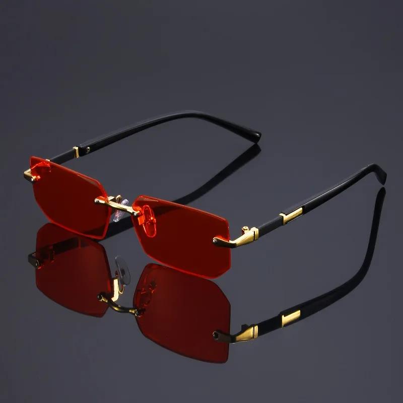 10pcs Ladies' retro metal fashionable glasses cool polygonal frameless cat eye colored lenses unisex party glasses