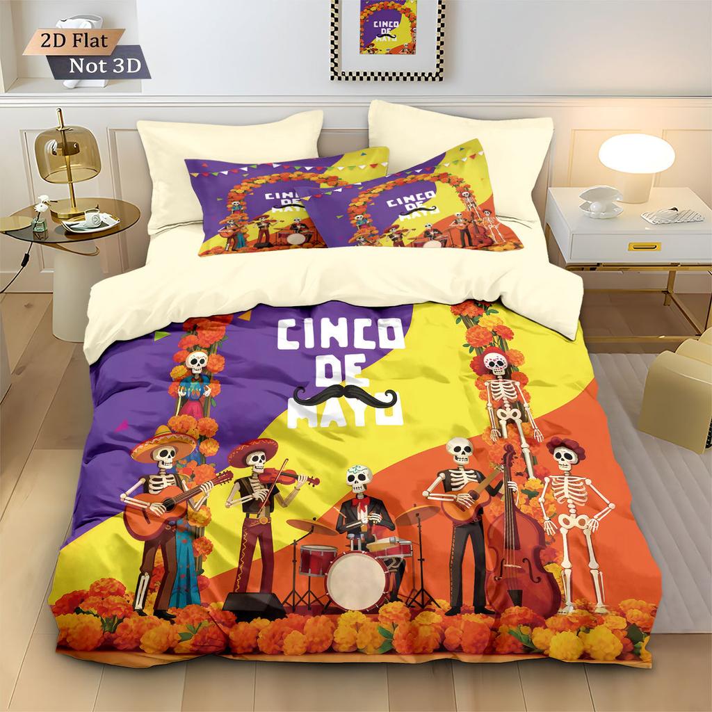 Skull Flowers Bedding Set skull retro print Duvet Cover Pillowcase Co co room decoration Quilt Cover Single Double Large Size