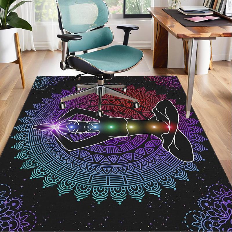 Moonlit Meditation Office Rug Chair Mat, Entryway Carpet, Suitable for Front Door, Bedroom, Living Room, Desk, Holiday Gift