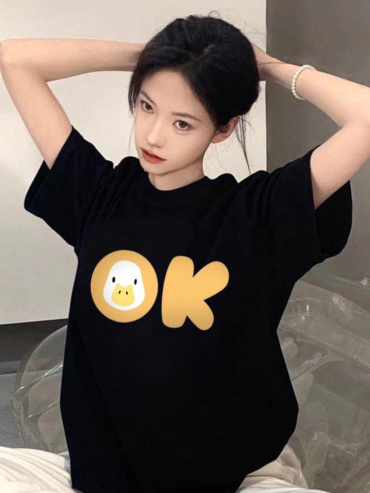 

Женская футболка из тяжелого чистого хлопка с коротким рукавом черного цвета - Летняя коллекция 2025 XL чёрный