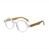 Retro-Lesebrille Smart Zoom Hong Kong Style Brille Runde Lesebrille Handwerkskunst Bambus-Lesebrille Federscharniere