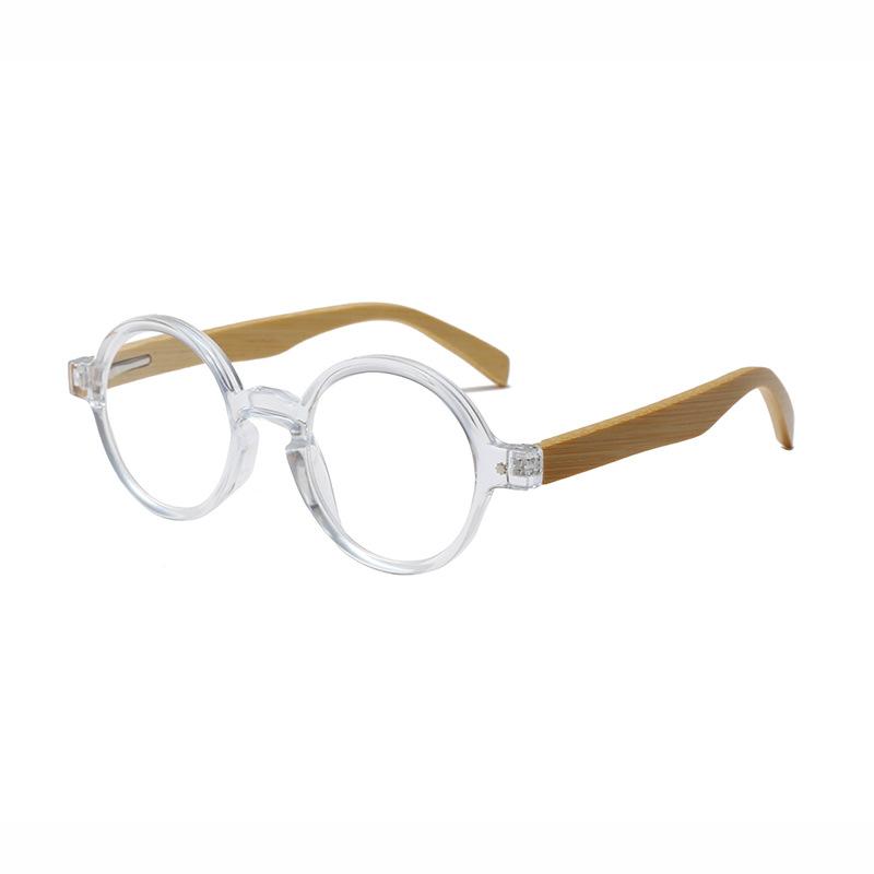 Retro-Lesebrille Smart Zoom Hong Kong Style Brille Runde Lesebrille Handwerkskunst Bambus-Lesebrille Federscharniere