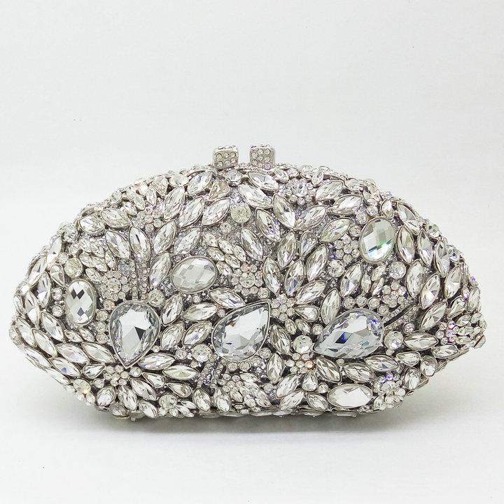 

Boutique De FGG Tan\Black Women Flower Evening Bags and Clutches Party Dinner Bridal Wedding Handbags Rhinestone Clutch Purse Mini Clutch