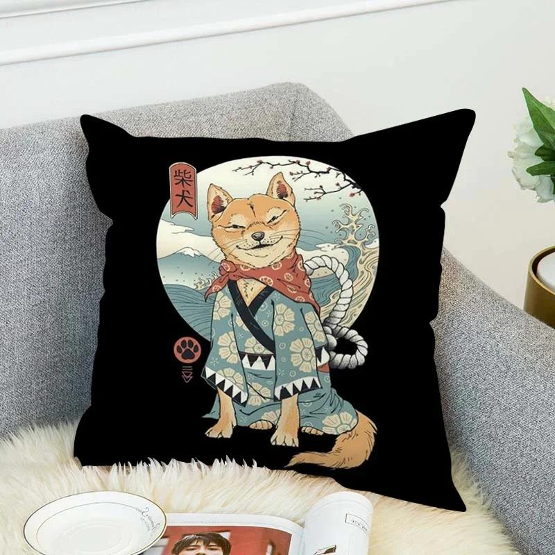 Pillowcase 45*45 Shiba Inu Pillow Cases For Bed Chair Cushion Cover 45X45Cm Fall Decoration Decorative Pillows Lounge Chairs