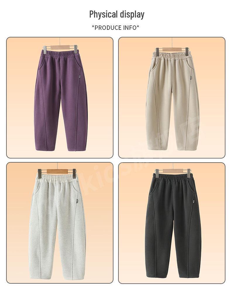 2025 Kids' Fleece-Lined Loose Sweatpants for Winter: Boys' & Girls' Banana Pants