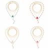 Drip Oil Metal Stacked Necklace Beads Multi Layered Stacked Collarbone Chain Y2K Flower Pendant Cross Necklace Set Women