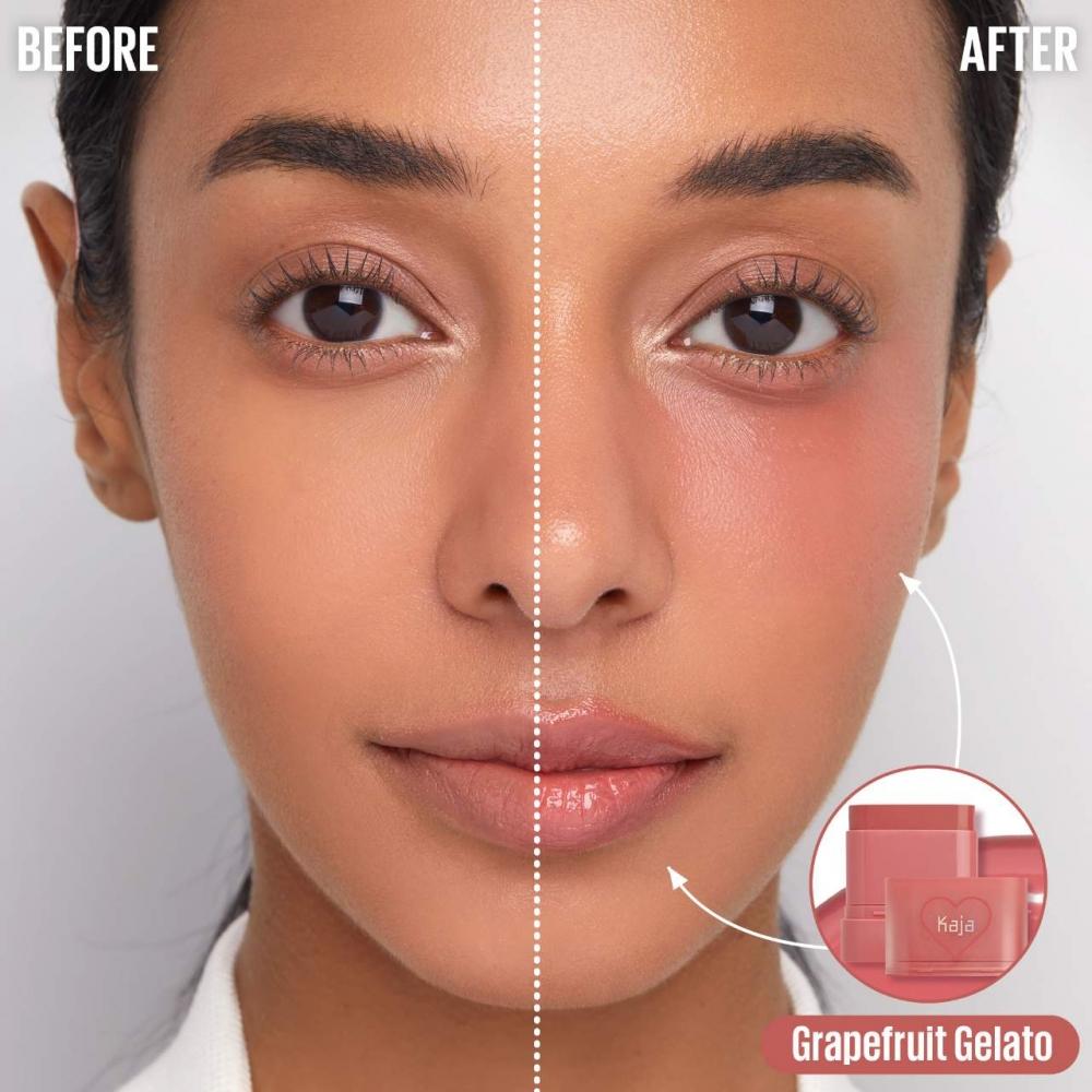 Kaja Dewy Bar Blush   Lip Balm 0.35 Oz   10 G Grapefruit Gelato Dusty Rose