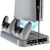 Stazione di Ricarica e Raffreddamento Multifunzione per PS5/PS5 Slim/PS5Pro con Ventola e Luci, Base di Ricarica Rapida