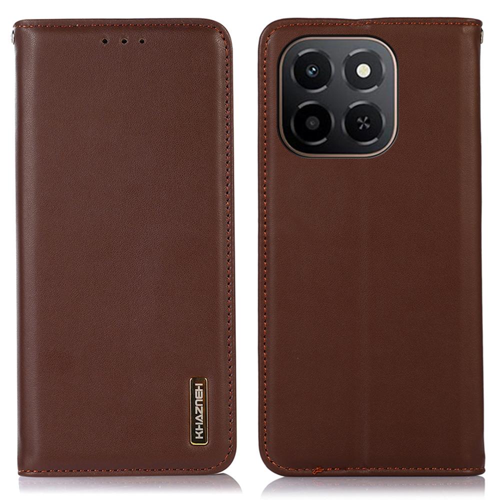 

KHAZNEH Чехол-кошелек из натуральной коровьей кожи для Honor X6c 4G, текстура наппа Brown