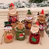 Christmas Decoration Supplies Linen Bag Cartoon Three-Dimensional With Bell Closing Gift Bag Candy Bag
