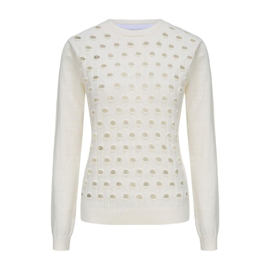 

New Arrival Women s Knit Sweater Hollow Out Design Long Sleeve Cardigan for Spring and Autumn XXL білий