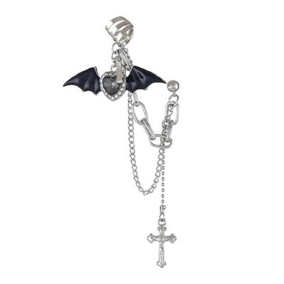 Goth Punk Halloween Teufel Gekreuzte Kette Ohrringe Damen Ohrklemme Ohrstecker