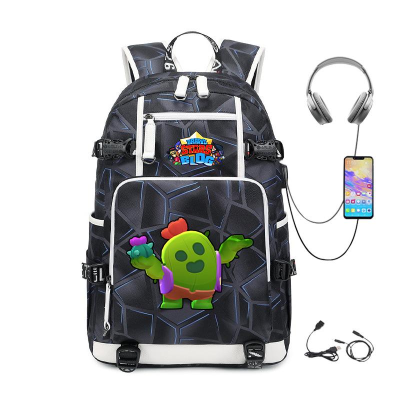 Mochila Periférica Brawl Stars Com Usb Mochila de Estudante para Viagem ao Ar Livre Mochila de Montanhismo de Grande Capacidade