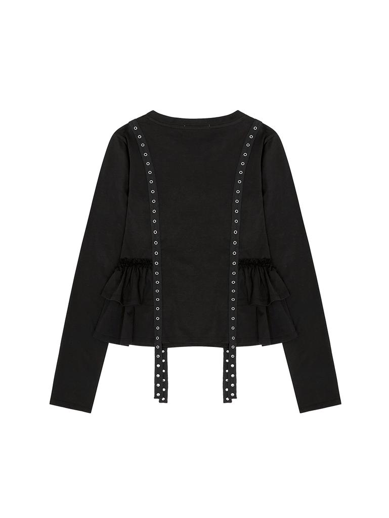 TUOMIO Ruffle Belted Long Sleeves [Black]