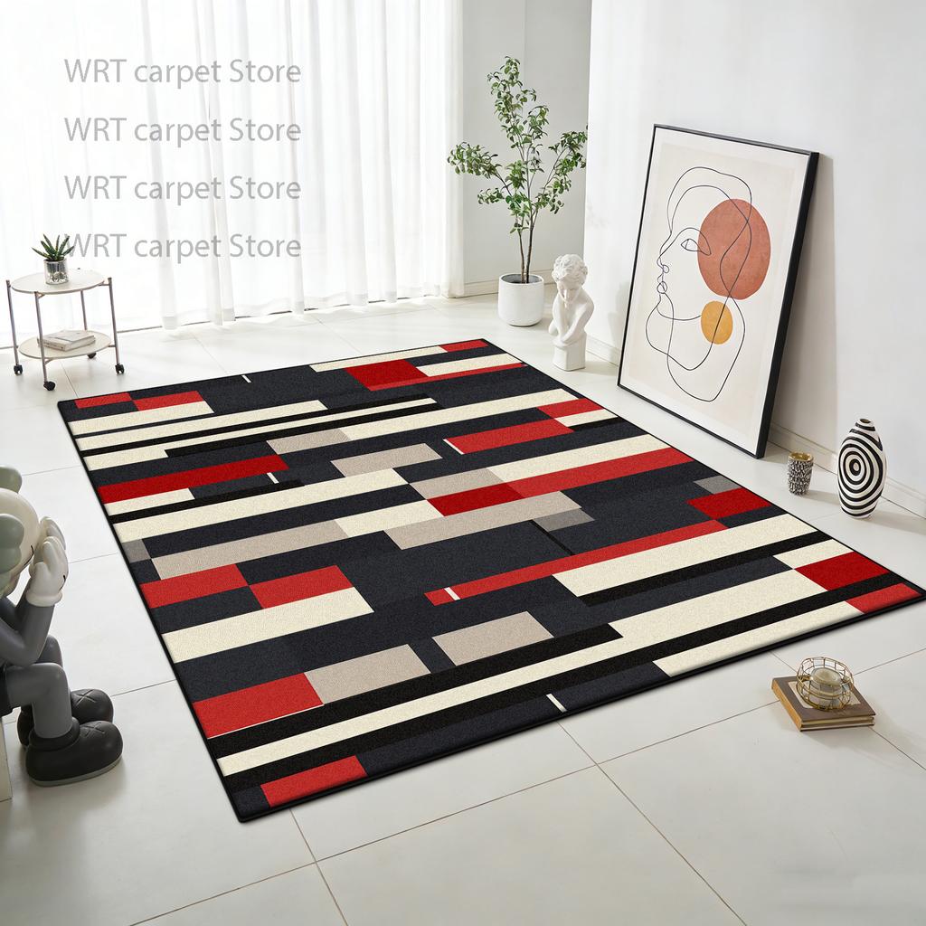 Ins Simple Style Geometric Living Room Carpet Cloakroom Bedroom Washable Non-slip Rug Dining Room Art Decoration Soft Floor Mat